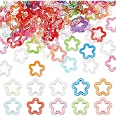 UNICRAFTALE About 120Pcs Acrylic Star Charms Colorful Star Charm Hollow Beads Large Transparent Loose Bulk Flower Dangle Charm for Jewelry Making Bracelet Necklaces Keychain DIY Crafts 3x3.05cm