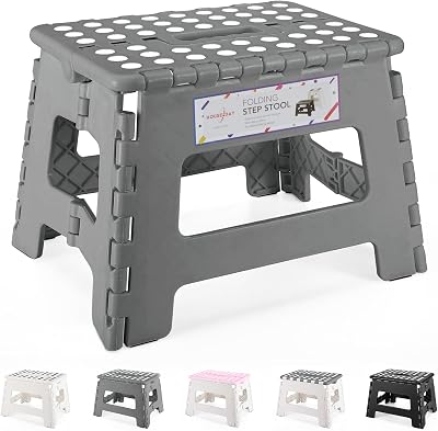 HOUSE DAY 9 Inch Folding Step Stool with Carry Handle Grey