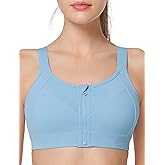 Yvette Adjustable Sports Bras for Women High Impact - Zip Front Sports Bra Plus Size Wireless for Running Workout