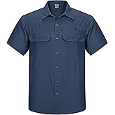 Outdoor Ventures Men's Lightweight Short Sleeve Fishing Shirt UPF 50 Button Down Quick Dry Cooling Hiking Travel Safari Shirt