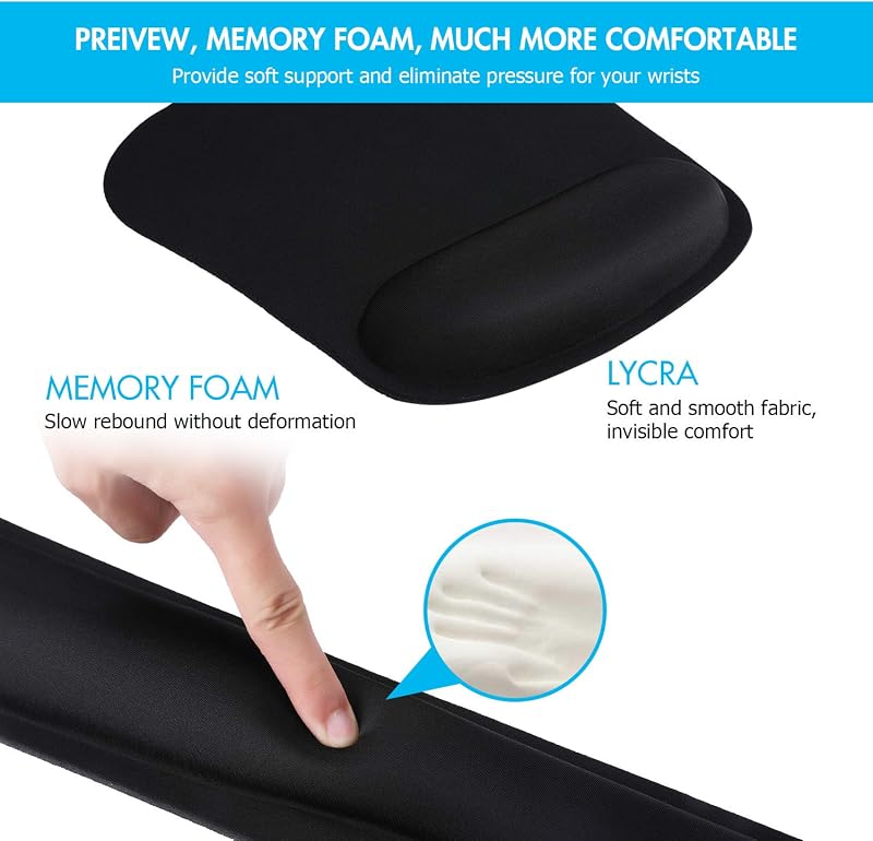 Tappetino per mouse in gel con palmo, ergonomico, per computer e laptop (scuro)