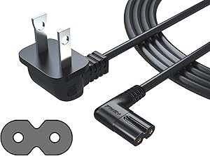 Pwr Power Cord for Samsung Tv 3903-000853 3903-000599 Right Angle 2-Prong TV Power Cord - IEC-60320 IEC320 C7 to NEMA 1-15P AC Cable Compatible Replacement 2 Slot 2 Prong LED LCD Smart 6 Feet