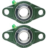 2 Pack UCFL205-16 Pillow Block Bearing, Flange Mount Ball Bearing Unit, 1" Bore, 2-Bolt Flange, Self Aligning Cast Iron Housing, Set Screw Locking Style Flange Pillow Block Bearing (UCFL205)