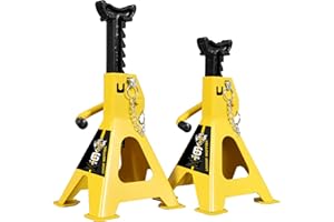 YELLOW JACKET Jack Stands 6 Ton with Double Locking and Large Foot Base for Lifting SUVS, Heavy Duty Steel, 13000 lb Capacity