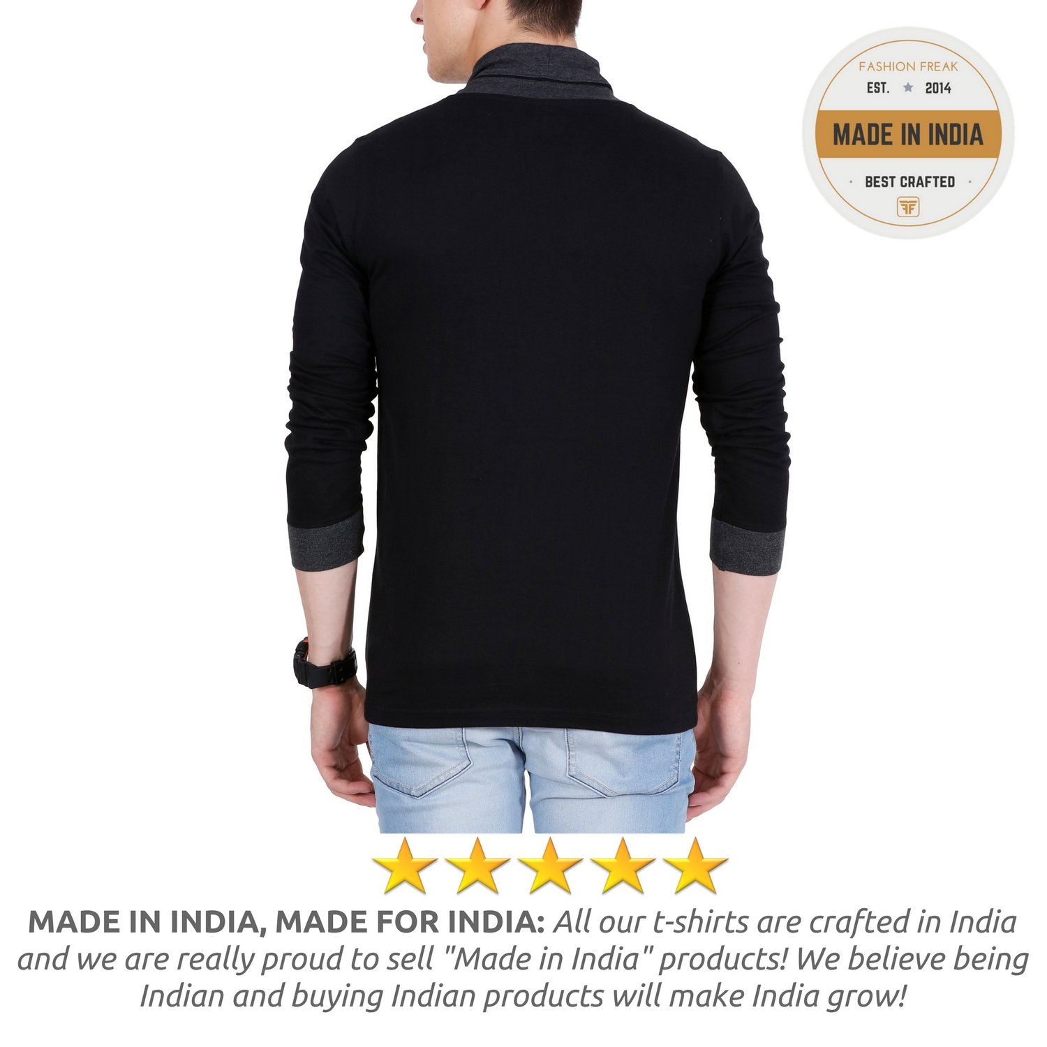 fashion freak men's cotton t-shirt (black)