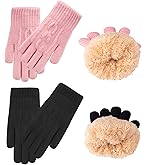 2 Pairs Kids Winter Knit Gloves Boys Girls Warm Thermal Cable Knitted Gloves 2-6-10-14 Year Wool Fleece Lined Mittens
