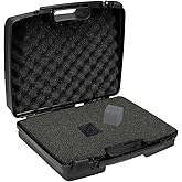AOOCY Small Hard Case with Foam, 14" Lightweight Pluck Foam Padded Protection Carrying/Storage Case - Customizable Interior for GoPro, Camera, iPhone, Tablet, Black - Outer Size:14” x 10.4” x 3.5”