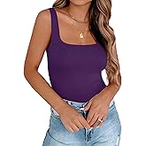 Zeagoo Women's Square Neck Double Lined Tank Tops Cute Summer Tops Slim Fit Basic Sleeveless Shirts