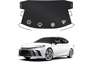 Fluxelle Windshield Cover for Ice and Snow | 600D Upgraded Heavy Duty Oxford Fabric | Car Snow Cover for Most Sedans, SUVs, Trucks | Protection from Snow, Ice, Frost | Winter Car Accessories (67"x48")
