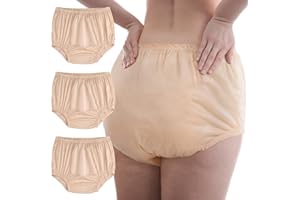 Velmitten 3 Pcs Cloth Diaper Covers for Adult Incontinence Underwear Cover Noiseless Leak-Protection Rubber Pant Washable Reusable Plastic Diaper Cover for Disabled Elderly Postpartum(Beige,XXL)