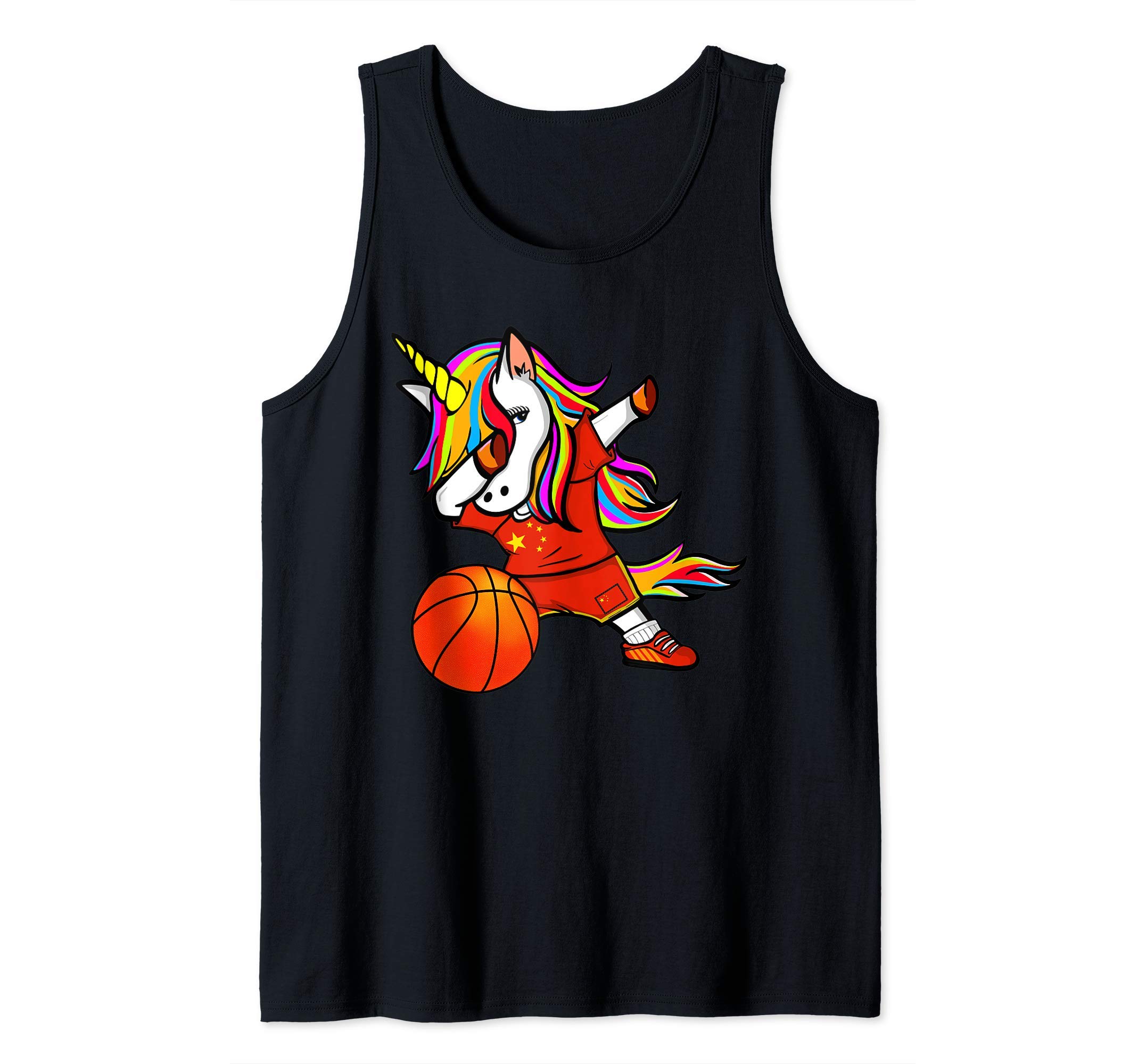 Funny Dabbing Unicorn China Basketball - Chinese Flag Tank Top