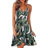 Newshows Womens Summer Dress 2024 Spring Sundresses Floral Flowy Casual Beach Vacation Wrap V Neck Spaghetti Strap Dresses
