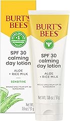 Burt's Bees SPF 30 Calming Day Face Lotion With Aloe and Rice Milk for Sensitive Skin, Sunscreen Face Lotion Soothes Redness 