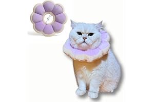 Pawcratean Adjustable Comfy Flower Style Elizabeth Collar for Cats Puppies Soft Recovery Cone Pet Protective Neck Collar (Purple, Small)