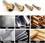 GIONAR 4pcs HSS Countersink Drill Bit Set Titanium Coated Metal Wood Chamfer view 4