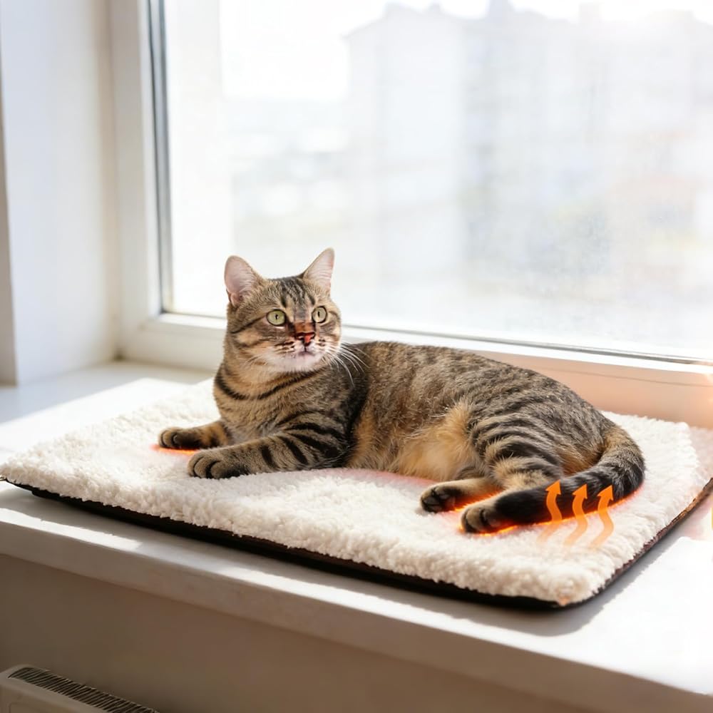 MORA PETS Self Heating Cat Bed 61 x 45 cm Non-Slip Removable Cover