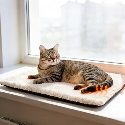 MORA PETS Self Heating Cat Bed 61 x 45 cm Non-Slip Removable Cover