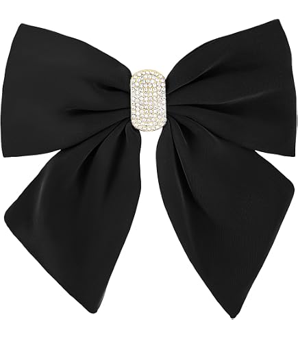 Amazon.com : Jumwrit Black Satin Hair Bow Clip Shiny  display picture 2