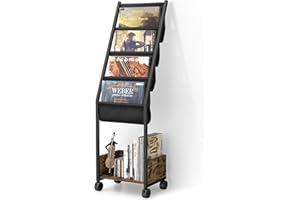 Keebofly Vinyl Record Storage, Record Holder Up to 100 Albums, Record Stand with 4 Tier Vinyl Holder Display Shelf, Movable Vinyl Storage Organizer Rack, Record Cabinet for Book Magazine Turntable