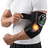 Welcozoon Elbow Massager with Heat Therapy, Cordless Tennis Elbow Relief | Rechargeable Vibration Massage Wrap for Elbow Pain, Adjustable Temperature and Timer, Gift for Men Women Parents Black