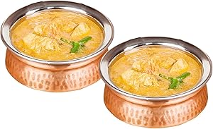 Rastogi Handicrafts Set of 2, Indian Tableware Vegetable Service Bowl for Indian Food, Diameter 6 Inches