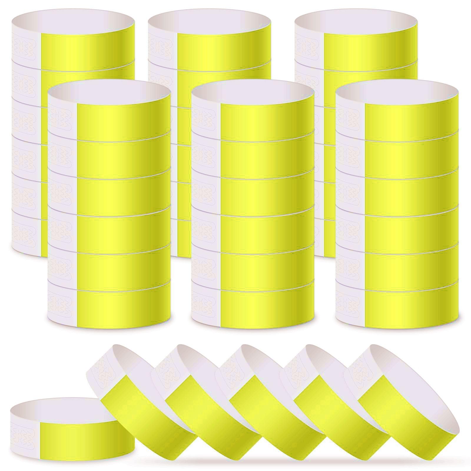 ASTARON 400 Pcs Yellow Paper Wristbands for Events Paper Arm Bands Bracelets Bulk for Party Clubs Concert Neon Colours Waterproof Writable Lightweight