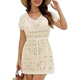 VIMPUNEC Swimsuit Coverup for Women Lace Eyelet Bathing Suit Cover Up Summer Casual Beach Dresses