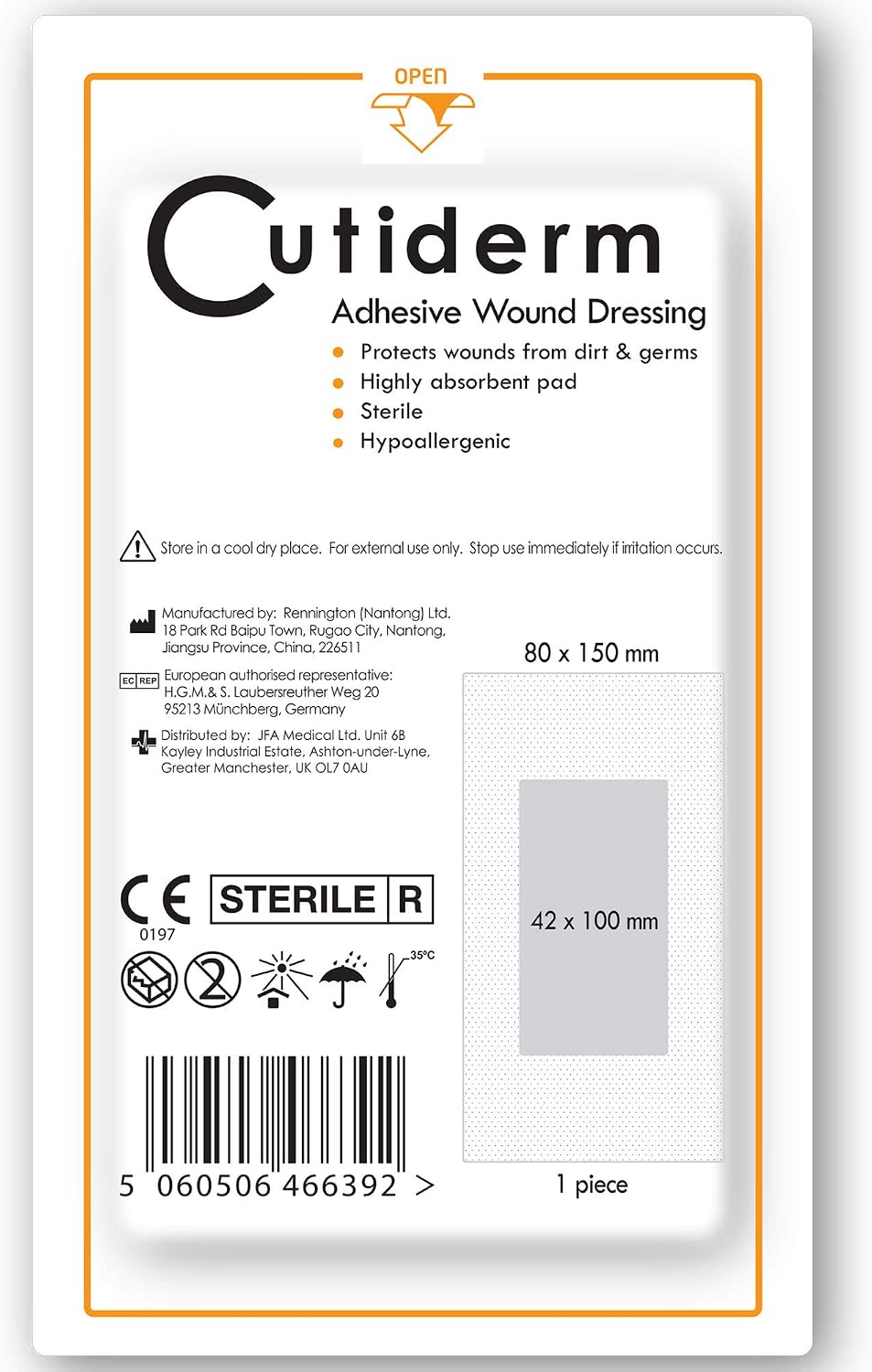 Cutiderm Adhesive Sterile Wound Dressings Pack of 10 (80mm x 150mm), 80 mm x 150 mm (Pack of 10) - Image 5