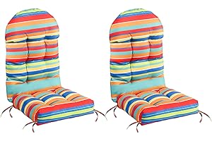 FUNBERRY Adirondack Chair Cushions Set of 2, Thicken Comfy Cushions for Rocker Non Slip Fade Shield Waterproof High Back with Ties