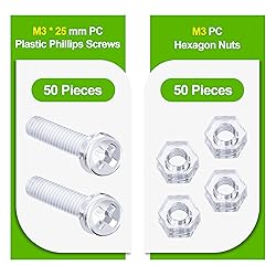Pzsmocn 100 Pieces/50 Sets M3*25 mm PC Transparent