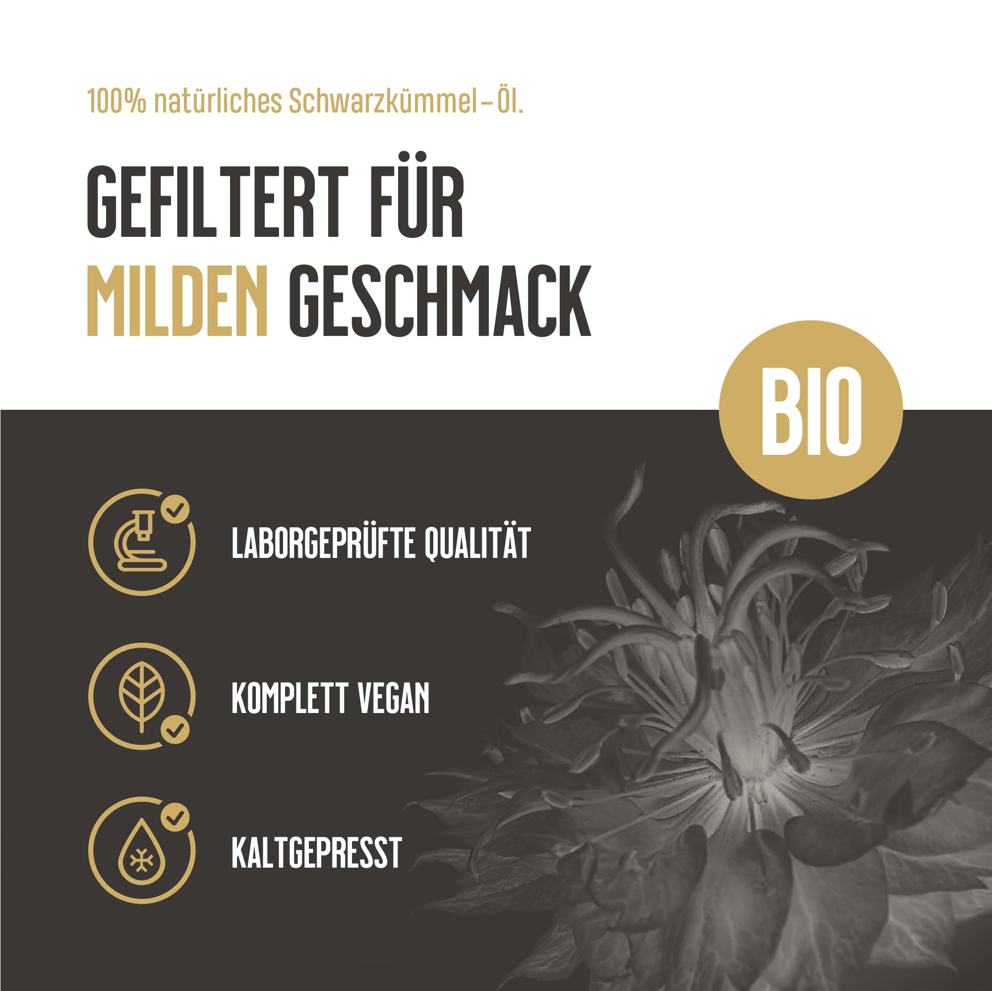 Nigella Schwarzkümmelöl Bio kaltgepresst 250ml – Ägyptisches Schwarzkümmel Öl Black Seed Oil - Schonend gefiltert - Angenehm milder Geschmack - Aus deutscher Ölmanufaktur 2