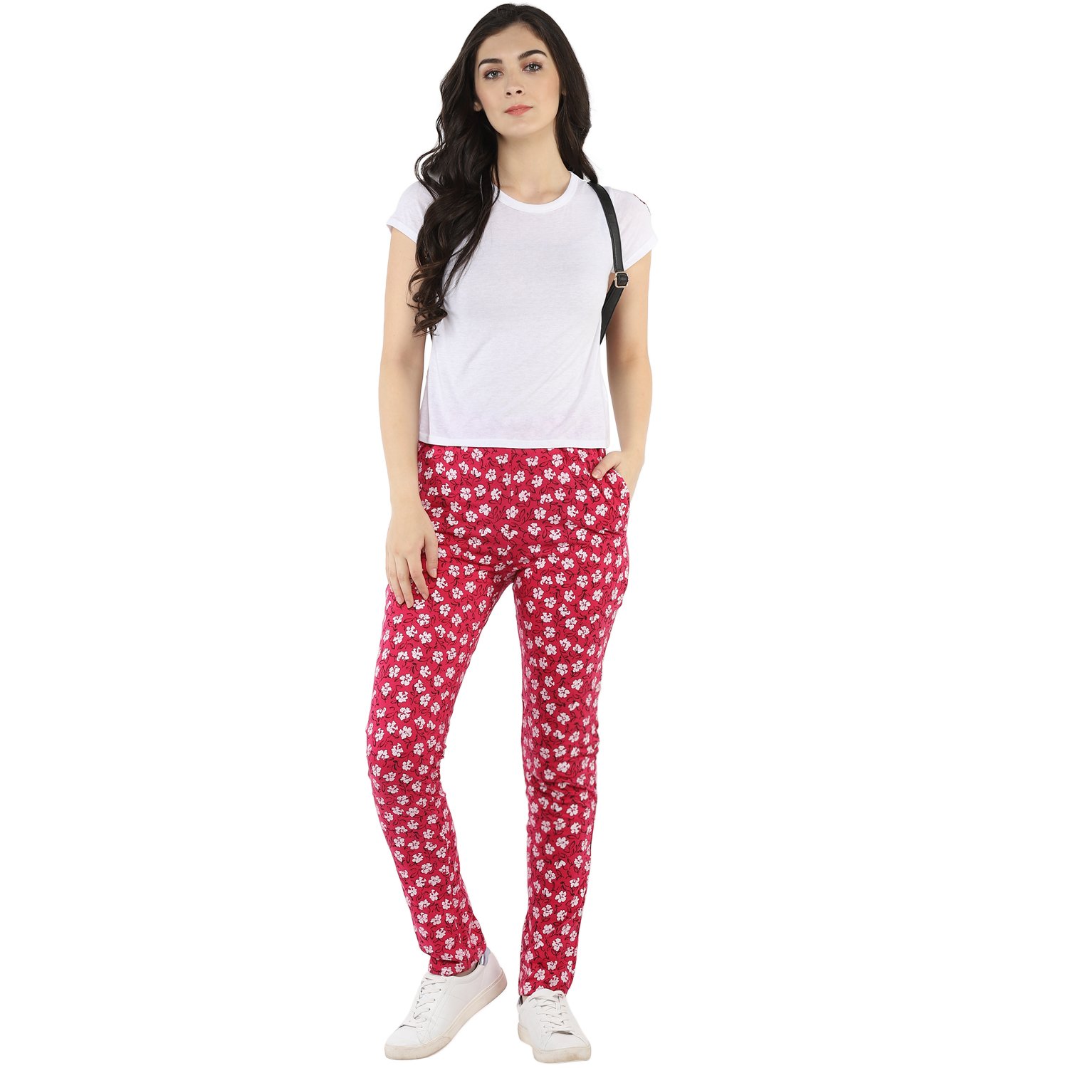 modeve women's printed track pant (magenta)