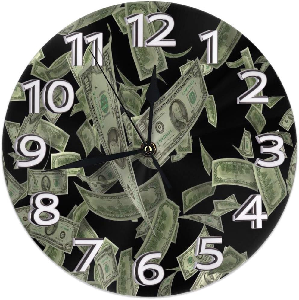 ACBULU Dollar Sign Money Wall Clock Silent Non Ticking 10