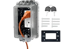 PILISPARK Universal Weatherproof Electrical Outlet Cover with Lock, Baby Proof Outlet Lock Box, Fits Most 2.6 "H x 2.5 "W or Smaller Plugs, Clear Outlet Waterproof Cover Box Fit for Outdoor in-Use