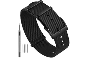 Ayadoo 18mm 20mm 22mm One-Piece Military Style Nylon Watch Bands, Stripe Watch Straps with Stainless Steel Heavy Buckle