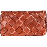 VILENCA HOLLAND Genuine Leather Wallets for Women, Small Wallet for Ladies Zipper Coin Purse Credit Card Holder with Strap (VL-167-COGNAC)