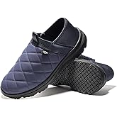 OOW Slippers for Men with Memory Foam House Shoes Lightweight Plush Slip on Garden Loafer Slippers Indoor Outdoor