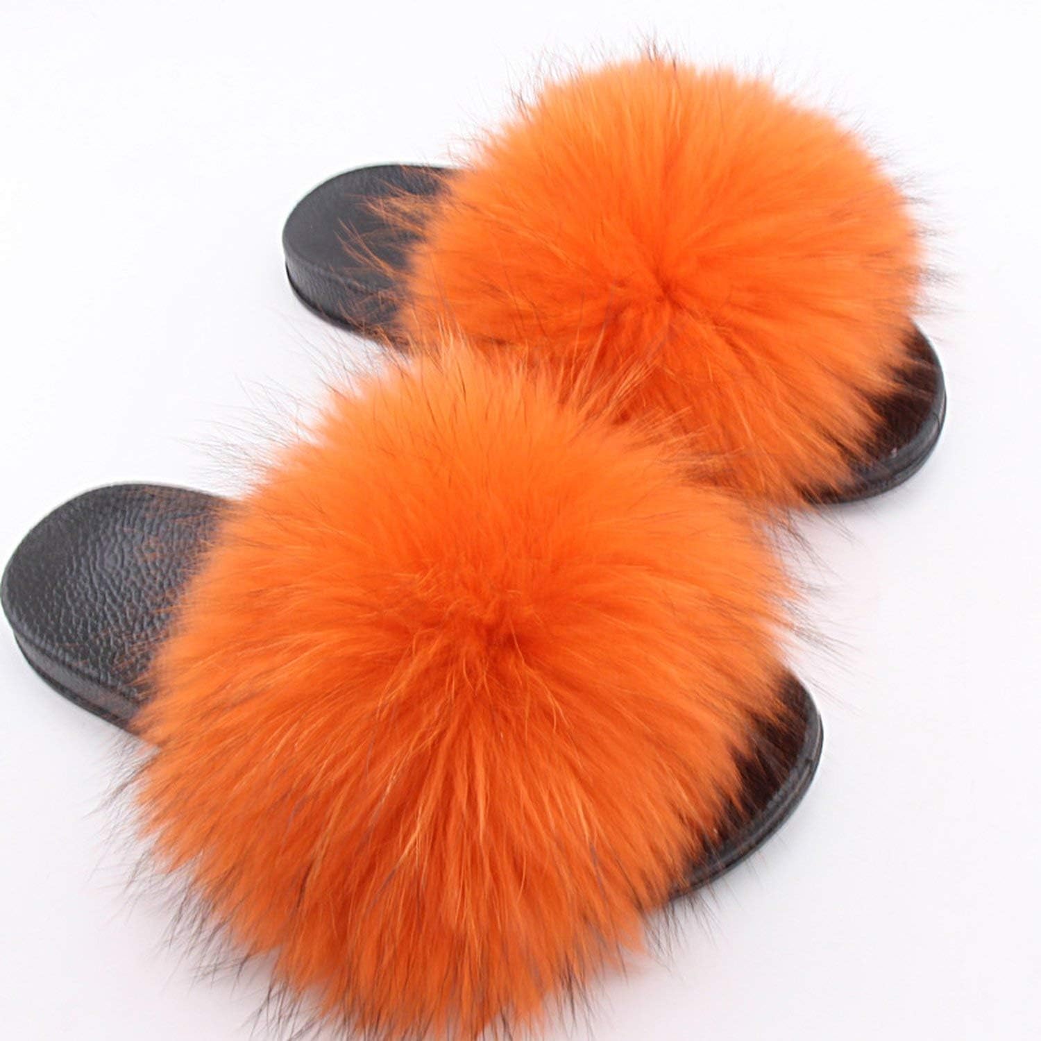 orange fluffy heels
