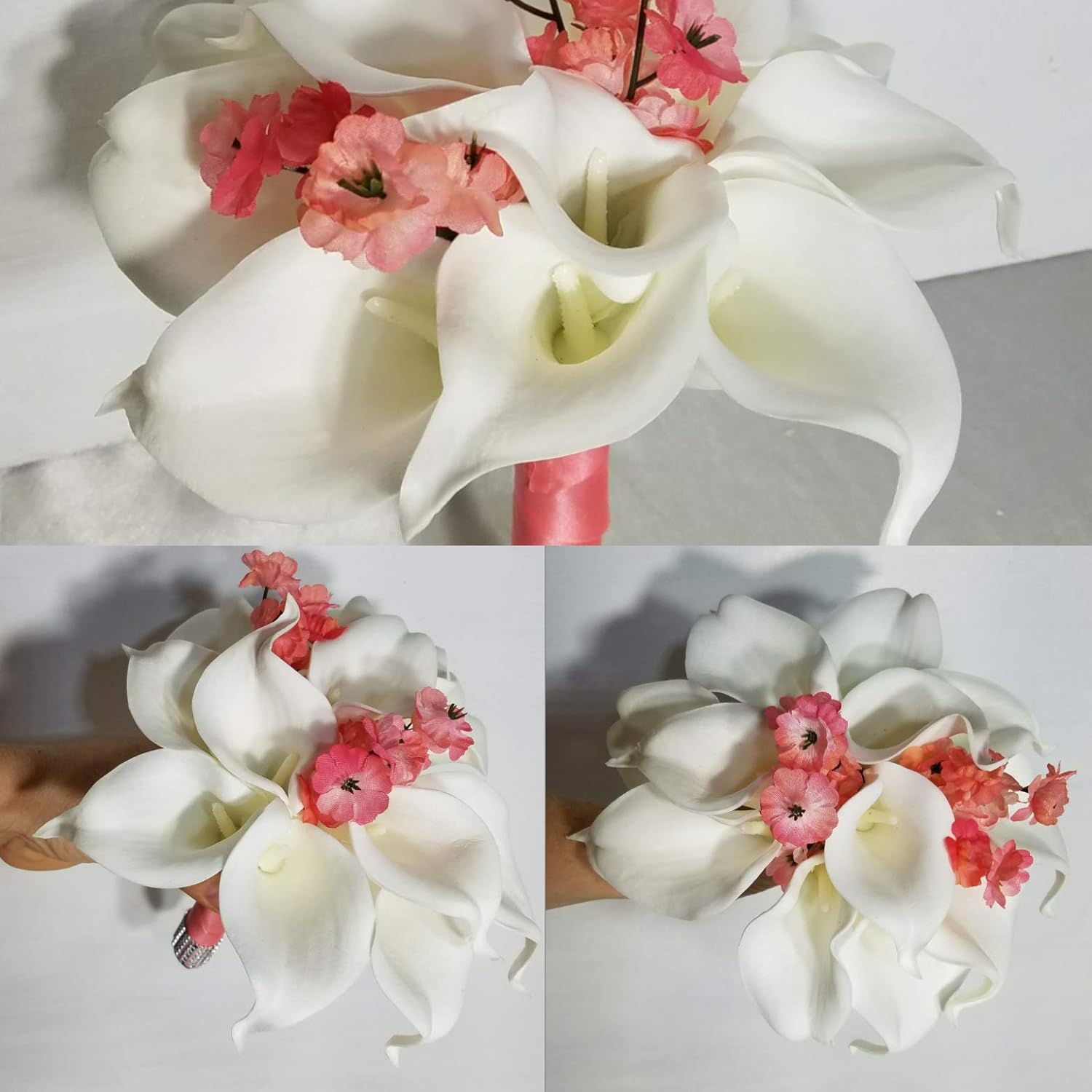 Amazon.com: Coral Baby Breath Calla Lily Bridal Wedding Bouquet ...