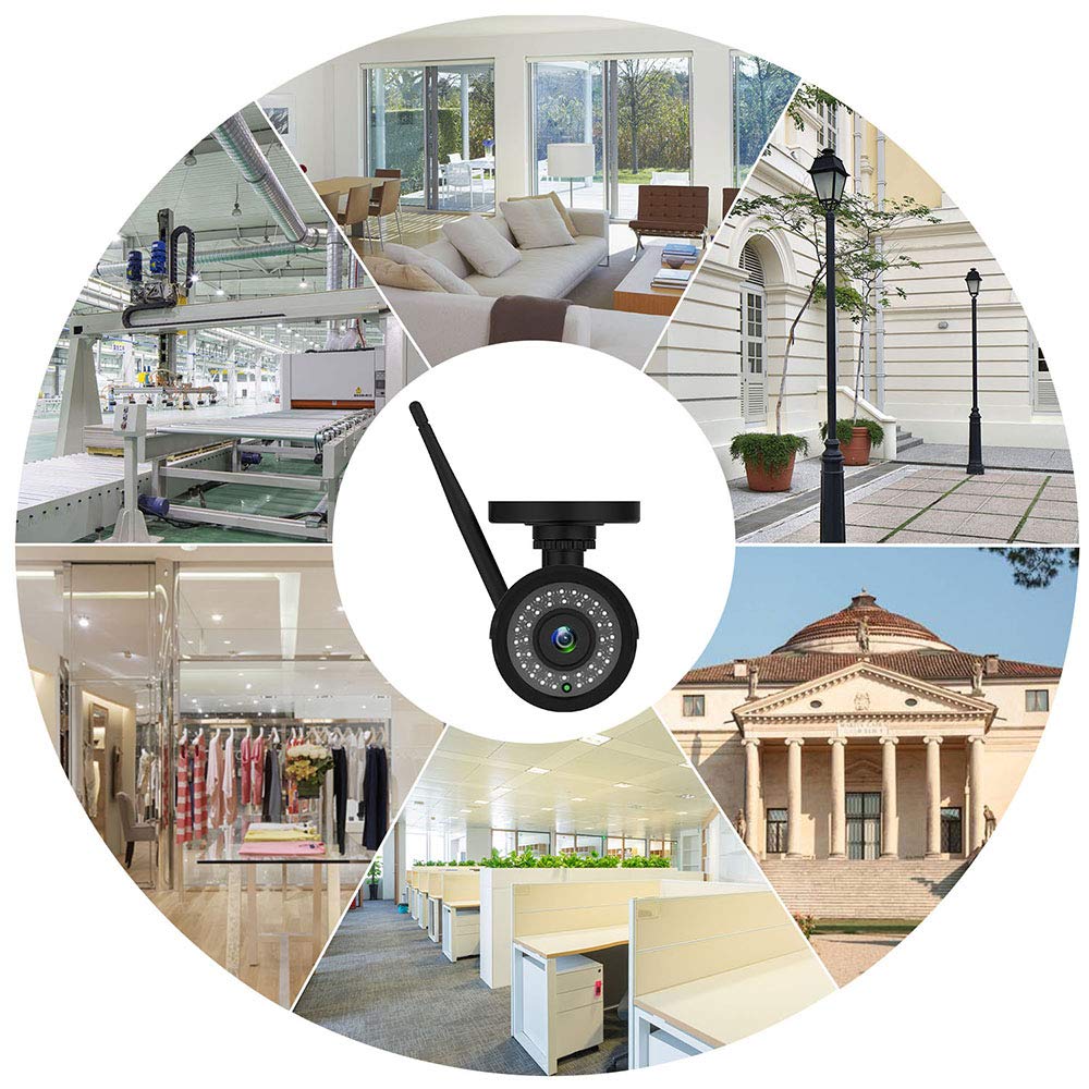 IP Camera Exterieur, Camera de Surveillance Exterieur WiFi sans Fil, HD 1080P Etanchéité IP66, Visibilité Nocturne à 25m, Détection de Mouvements pour Extérieur, Max la Carte SD jusqu\'à 128G