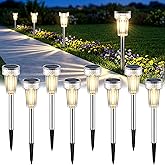 Mancra Solar Lights Outdoor Waterproof, 8 Pack Stainless Steel Tungsten Bulb Solar Pathway Lights Waterproof Garden Decor for Path Yard Lawn Walkway Driveway