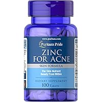 Zinc for Acne by Puritan's Pride a Mineral for Immune Sytem Health 100 Tablets
