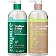 Renpure Tea Tree & Mint & Coconut Milk & Vitamin E Body Wash Set- Cleanses & Invigorates Skin Without Over-Drying - For All S