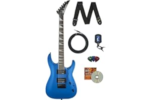 Jackson Dinky Arch Top JS22 DKA Electric Guitar - Metallic Blue Bundle with Cable, Tuner, Strap, Picks, and Austin Bazaar Instructional DVD