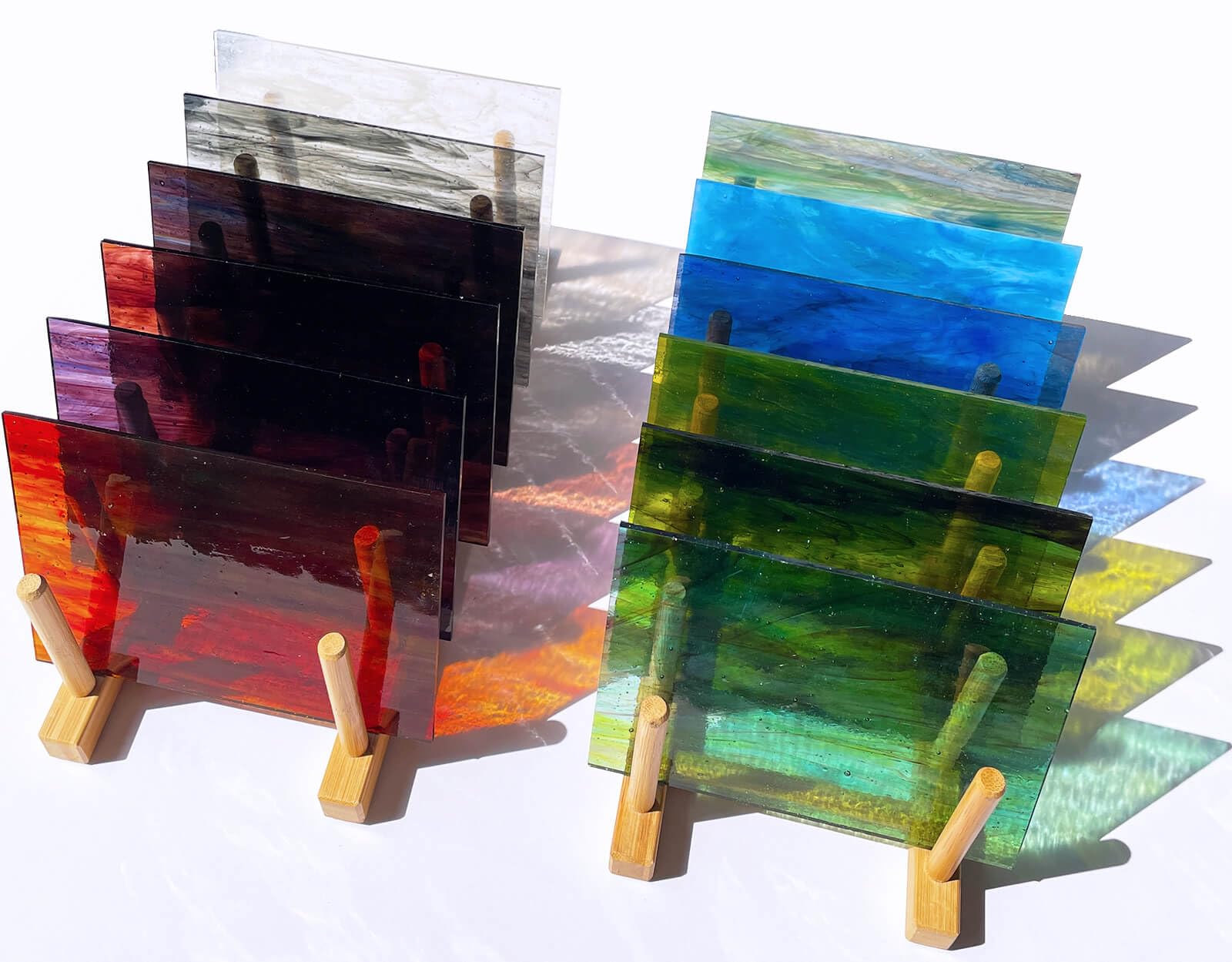 LITMIND 12 Sheets Smooth Translucent Texture Stained Glass Variety Pack - 6x4 Inch Assorted Cathedral Art Glass for Crafts & Stunning Mosaic Projects with Mist Pattern