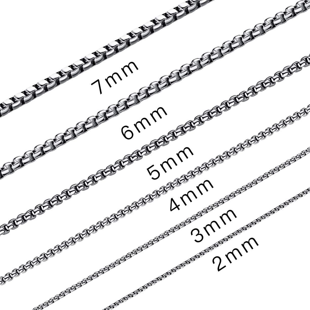 EstendlyStainless Steel Rolo Chain Necklace Crude Round Square Box Cable Wheat Necklace for Men Women Jewelry