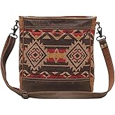 Myra Bag Western Leather Shoulder Bag for Women - Upcycled Canvas Crossbody Bag Carolina Shades