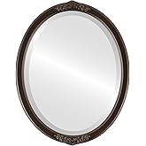 OVALCREST Oval Beveled Wall Mirror for Home Decor - Athena Style - Rubbed Bronze - 26" x 22" Outside Dimensions