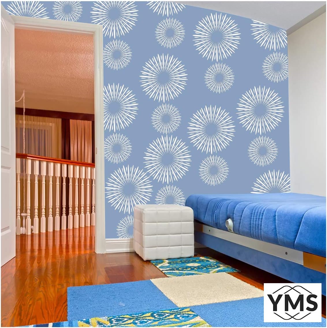 YMS Skyler Fineart Reusable DIY Wall Stencils for Home Wall Decor (PVC, 16-inch X 24-inch)