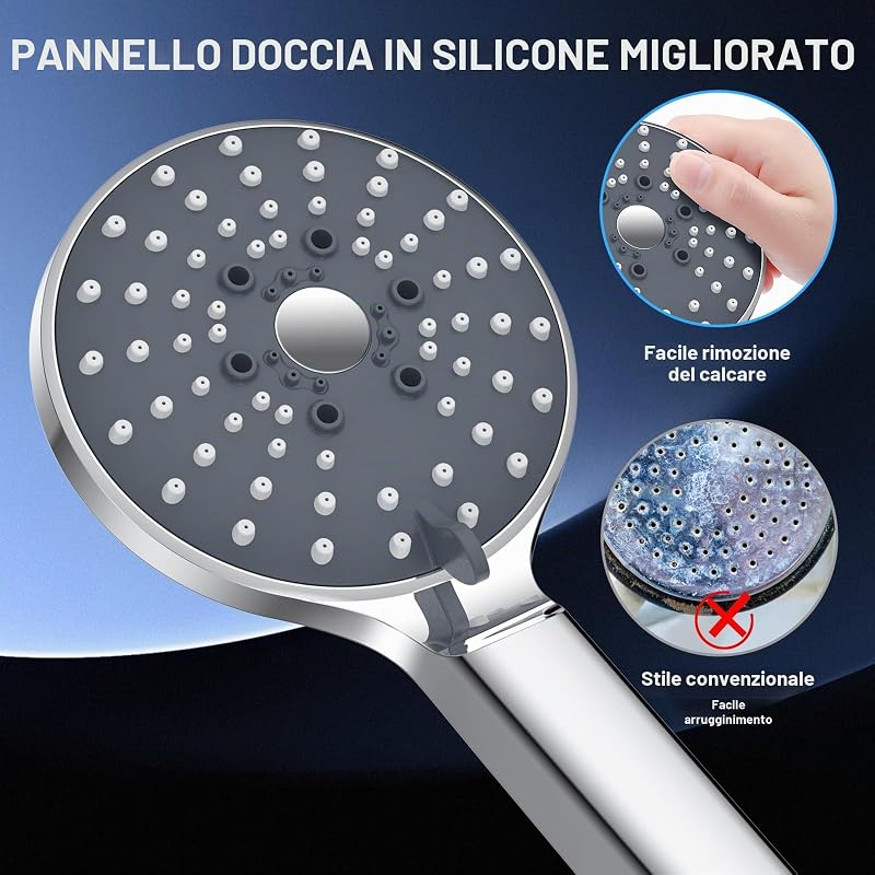 Soffione Doccia Anticalcare Φ110 mm con 6 tipi di getto
